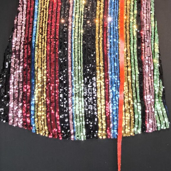 Torrid multi-color sequin stripes knee-length dress EUC fancy Torrid size 0 - Picture 15 of 16